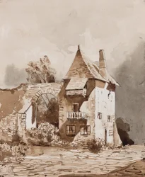 Malerisches Tor (Bleistift und Sepiawaschungen auf Papier)